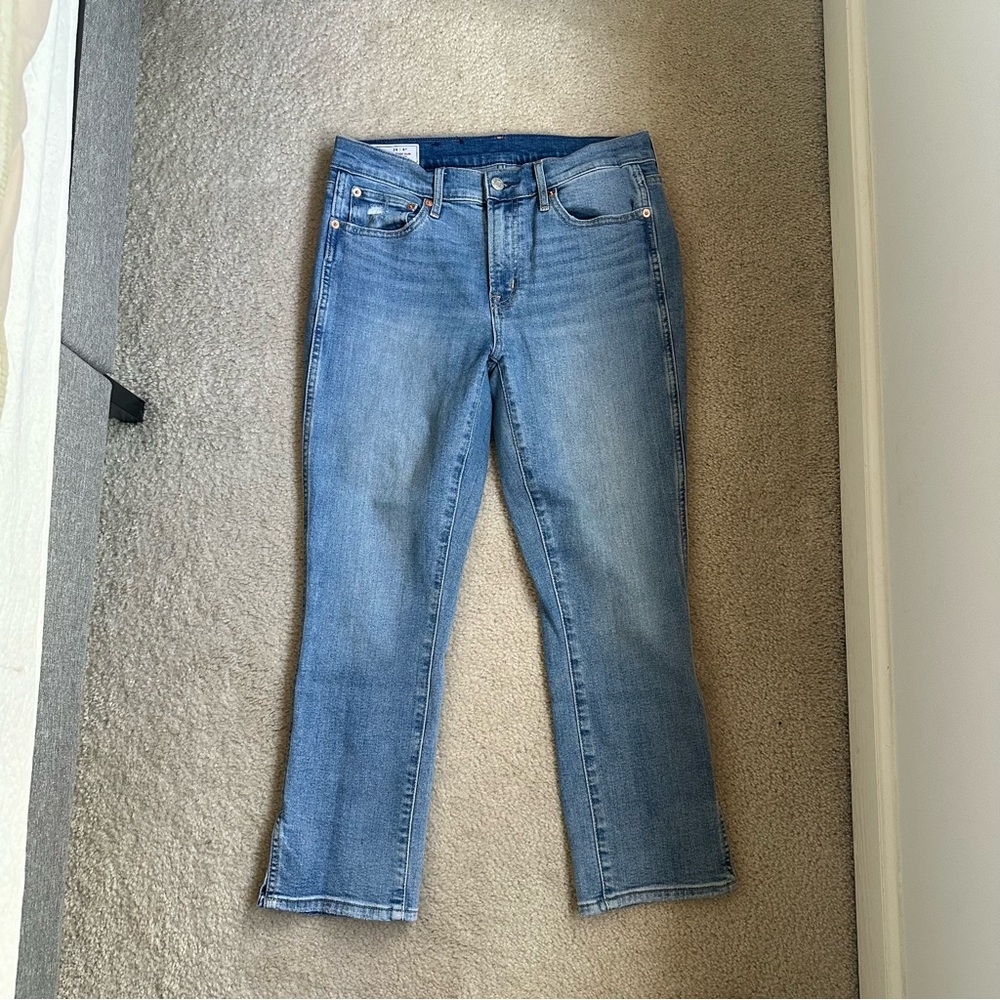 Mid Rise Split-Hem Vintage Slim Jeans with Washwell